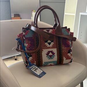 Wrangler Aztec Pattern Satchel with Brown Accents